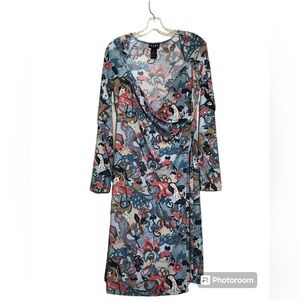 Wrap style dress with sweetheart neckline size L